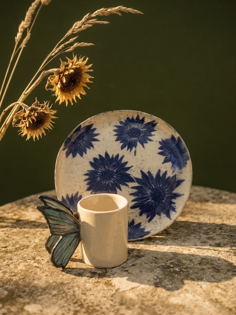 Butterfly mug and printed plate
